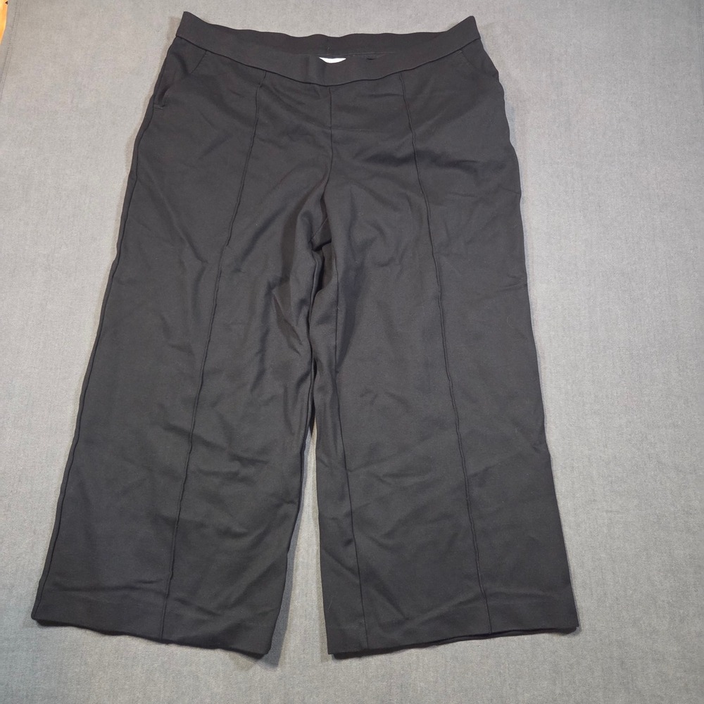 Isaac Mizrahi Live! Crop Pants Womens XLP Black Wide Leg Front Seam Ponte